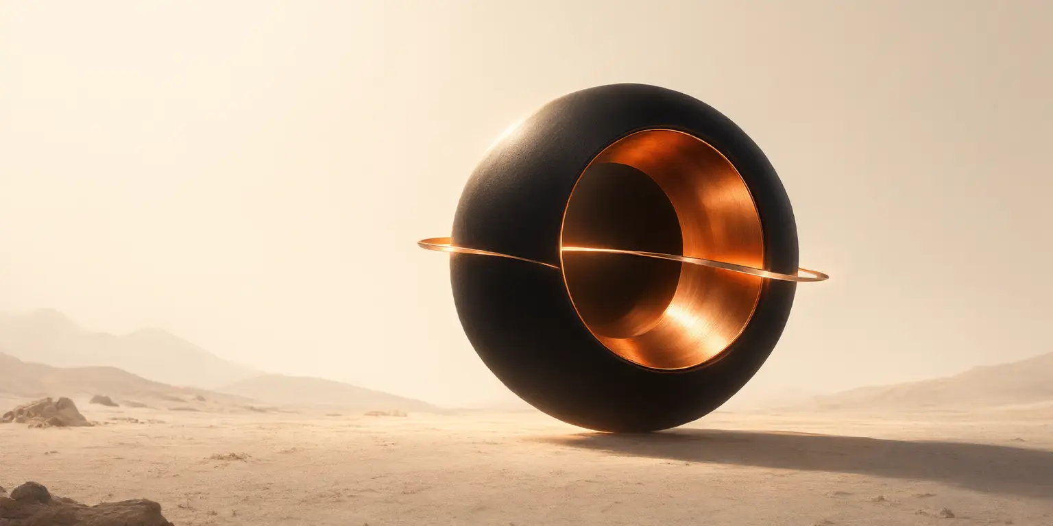 Term, the vault, resting in pale open ground under a low warm sun